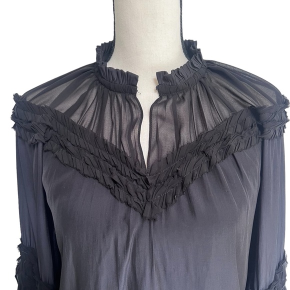Ramy Brook Black Sheer Panel Blouse – Timeless Sophistication Meets Moder size p - Picture 2 of 6